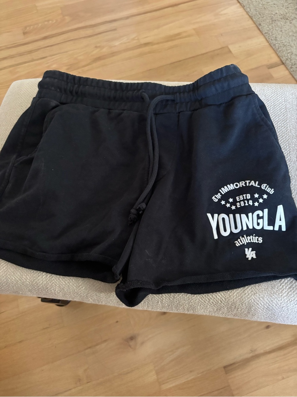 YoungLA Black Athletic Shorts with Logo